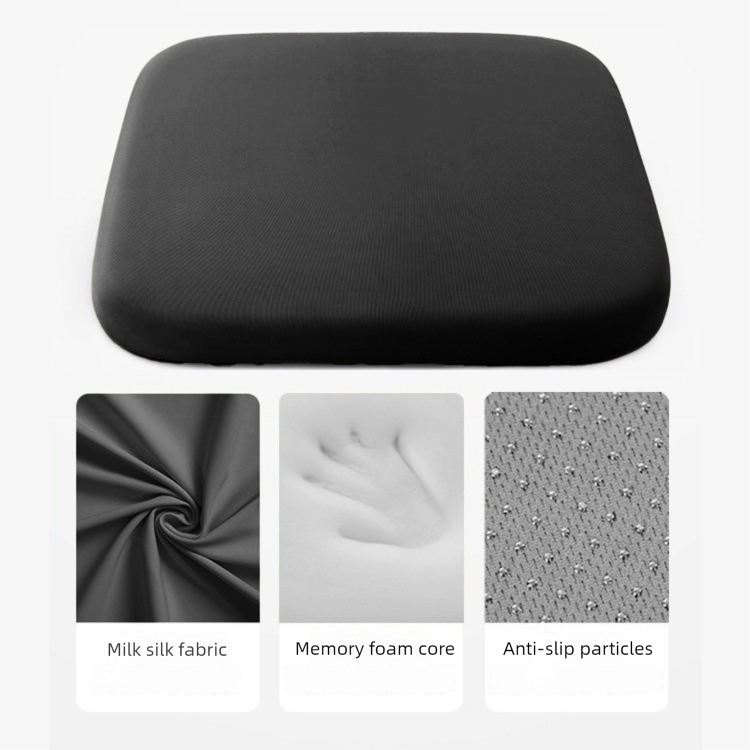 Black Memory Foam Seat Cushion - 45 x 45 x 4.5 cm Polyester Cover, Removable Washable Cover, Portable Office Chair, Student, Dining Chair and Car Seat Pad