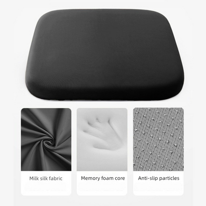 Black Memory Foam Seat Cushion - 45 x 45 x 4.5 cm Polyester Cover, Removable Washable Cover, Portable Office Chair, Student, Dining Chair and Car Seat Pad