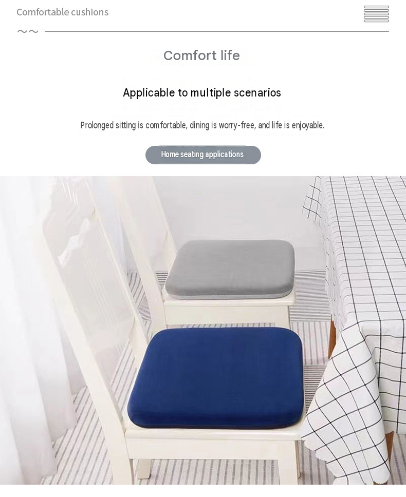 Black Memory Foam Seat Cushion - 45 x 45 x 4.5 cm Polyester Cover, Removable Washable Cover, Portable Office Chair, Student, Dining Chair and Car Seat Pad