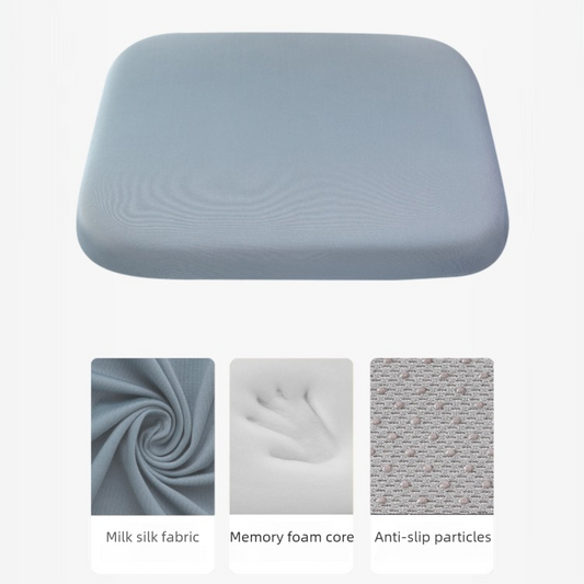Light Blue Memory Foam Seat Cushion - 45 x 45 x 4.5 cm Polyester Cover, Removable Washable Cover, Portable Office Chair, Student, Dining Chair and Car Seat Pad