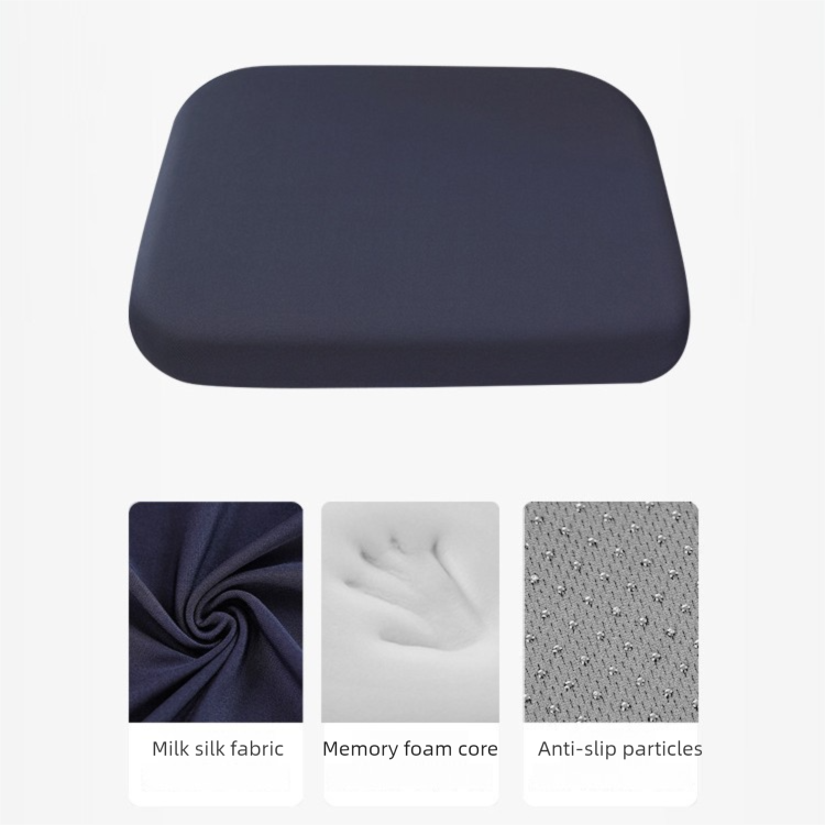 Dark Blue Memory Foam Seat Cushion - 45 x 45 x 4.5 cm Polyester Cover, Removable Washable Cover, Portable Office Chair, Student, Dining Chair and Car Seat Pad
