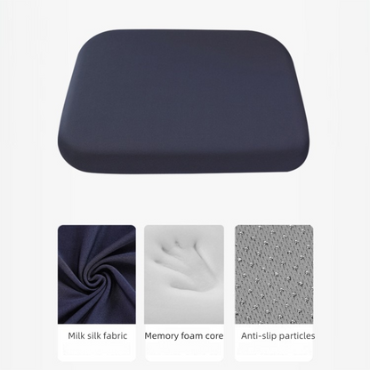 Dark Blue Memory Foam Seat Cushion - 45 x 45 x 4.5 cm Polyester Cover, Removable Washable Cover, Portable Office Chair, Student, Dining Chair and Car Seat Pad