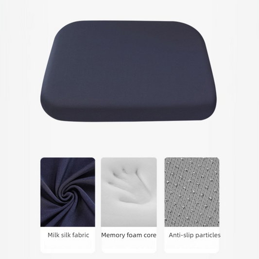 Dark Blue Memory Foam Seat Cushion - 45 x 45 x 4.5 cm Polyester Cover, Removable Washable Cover, Portable Office Chair, Student, Dining Chair and Car Seat Pad