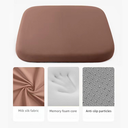 Brown Memory Foam Seat Cushion - 45 x 45 x 4.5 cm Polyester Cover, Removable Washable Cover, Portable Office Chair, Student, Dining Chair and Car Seat Pad