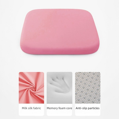 Pink Memory Foam Seat Cushion - 45 x 45 x 4.5 cm Polyester Cover, Removable Washable Cover, Portable Office Chair, Student, Dining Chair and Car Seat Pad