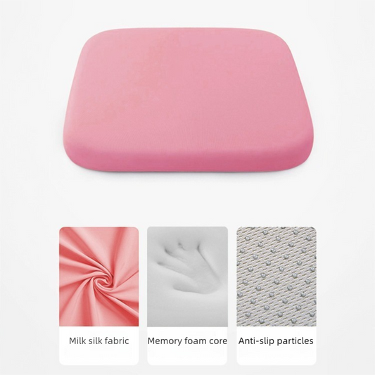 Pink Memory Foam Seat Cushion - 45 x 45 x 4.5 cm Polyester Cover, Removable Washable Cover, Portable Office Chair, Student, Dining Chair and Car Seat Pad