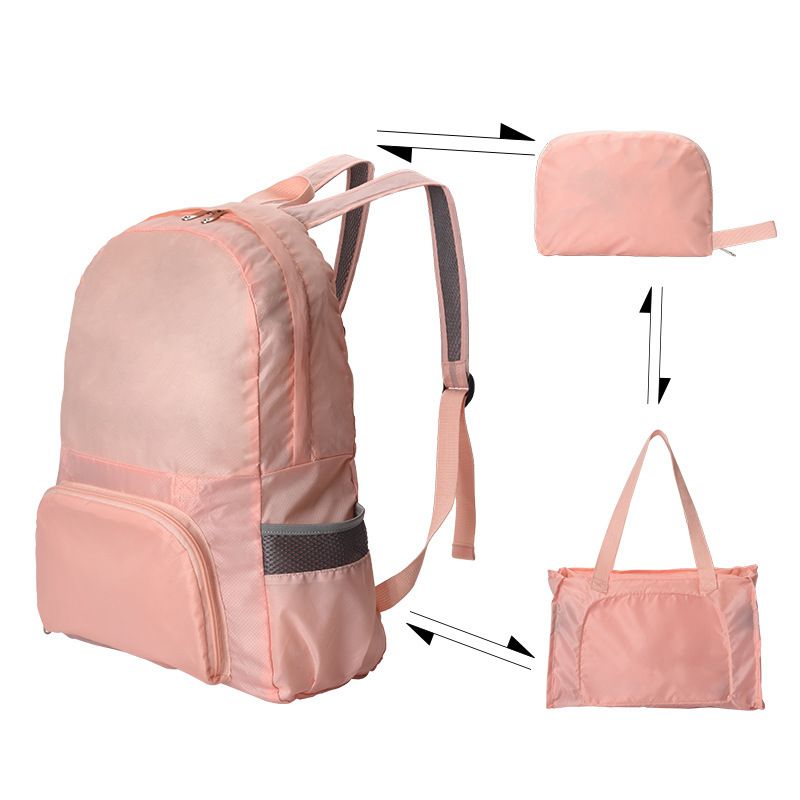 Pink Lightweight Foldable Backpack - Waterproof Polyester 3 Way Backpack and Tote Bag, 160g Packable Daypack for Hiking, Travel, Camping and Everyday Use