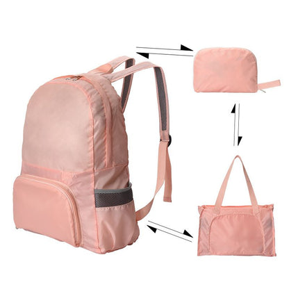 Pink Lightweight Foldable Backpack - Waterproof Polyester 3 Way Backpack and Tote Bag, 160g Packable Daypack for Hiking, Travel, Camping and Everyday Use