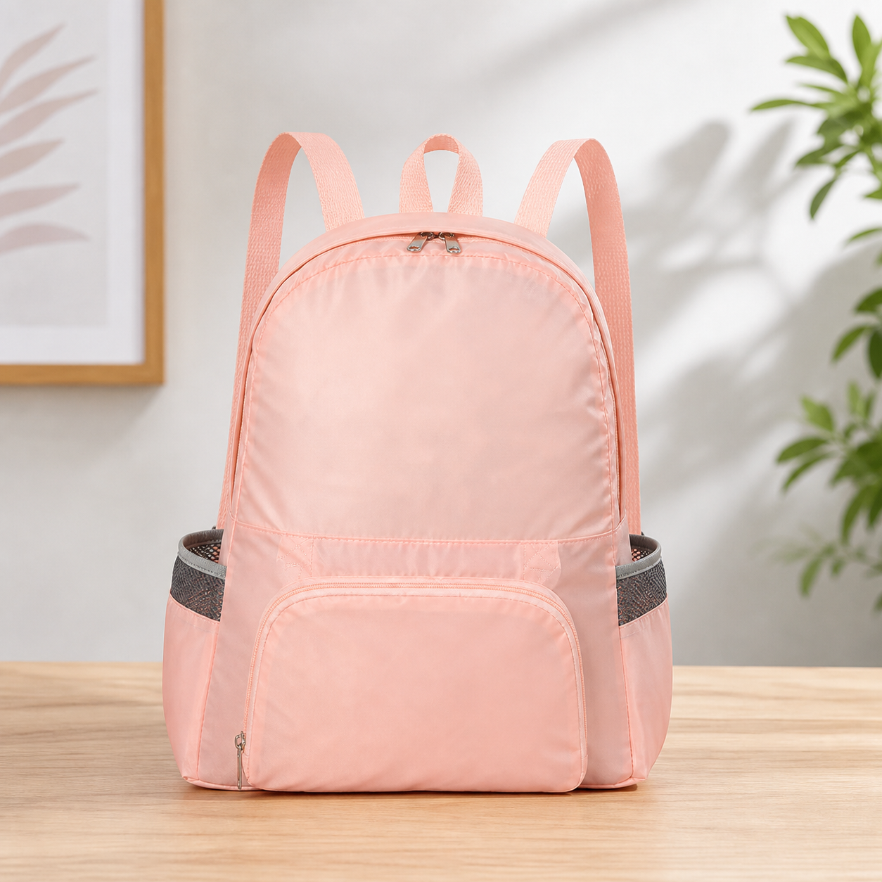 Pink Lightweight Foldable Backpack - Waterproof Polyester 3 Way Backpack and Tote Bag, 160g Packable Daypack for Hiking, Travel, Camping and Everyday Use