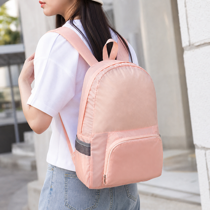 Pink Lightweight Foldable Backpack - Waterproof Polyester 3 Way Backpack and Tote Bag, 160g Packable Daypack for Hiking, Travel, Camping and Everyday Use