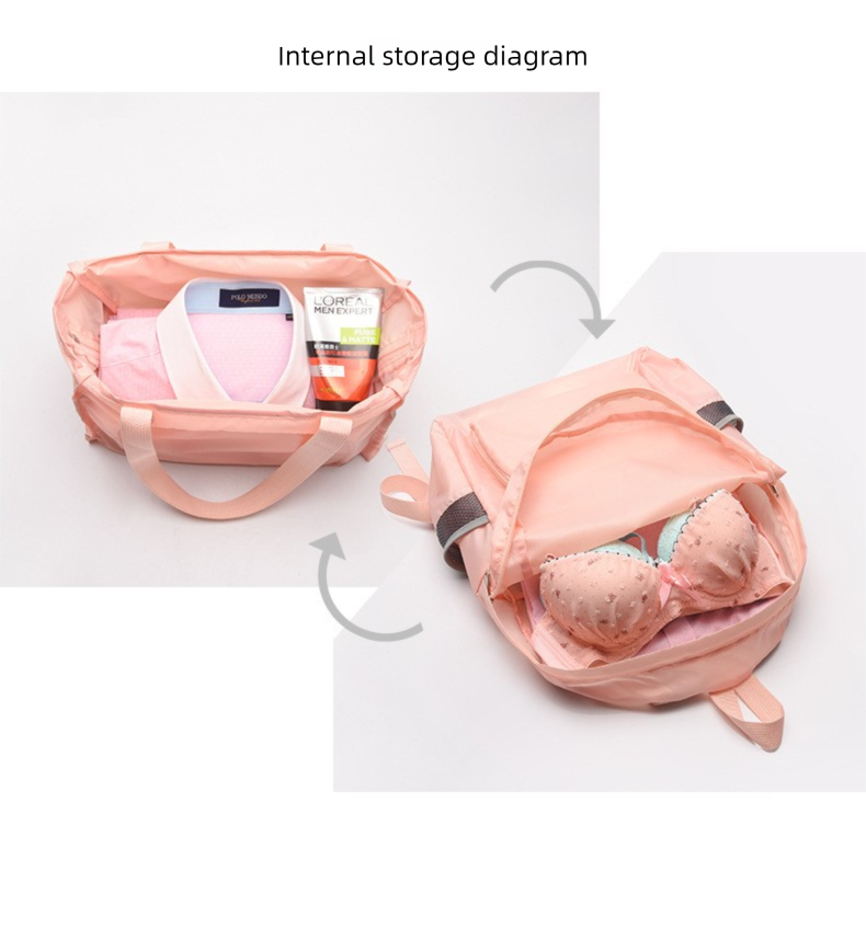 Pink Lightweight Foldable Backpack - Waterproof Polyester 3 Way Backpack and Tote Bag, 160g Packable Daypack for Hiking, Travel, Camping and Everyday Use