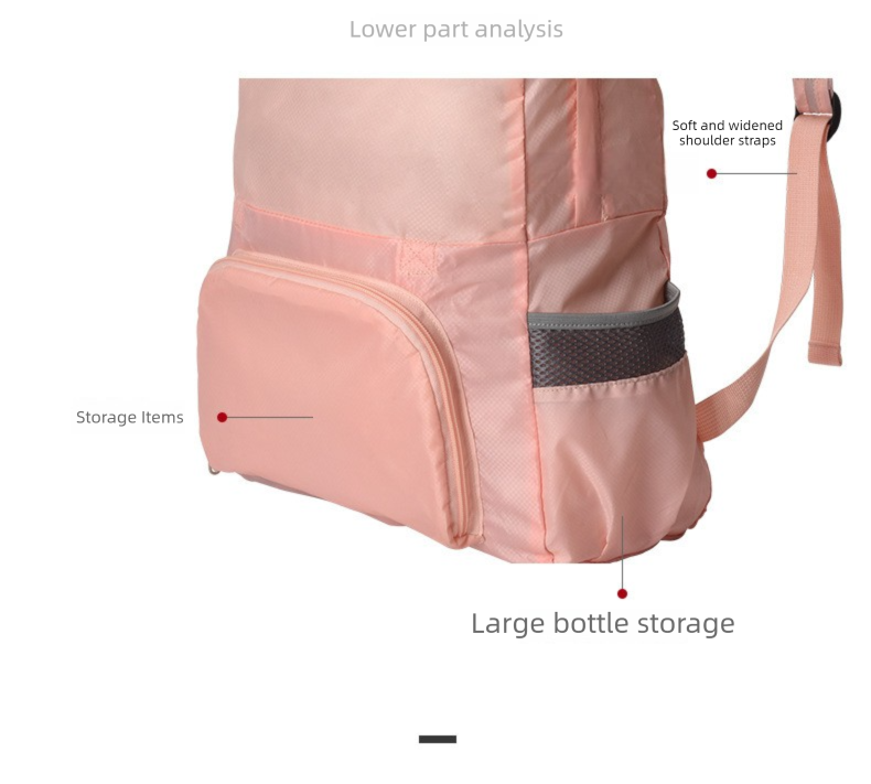 Pink Lightweight Foldable Backpack - Waterproof Polyester 3 Way Backpack and Tote Bag, 160g Packable Daypack for Hiking, Travel, Camping and Everyday Use