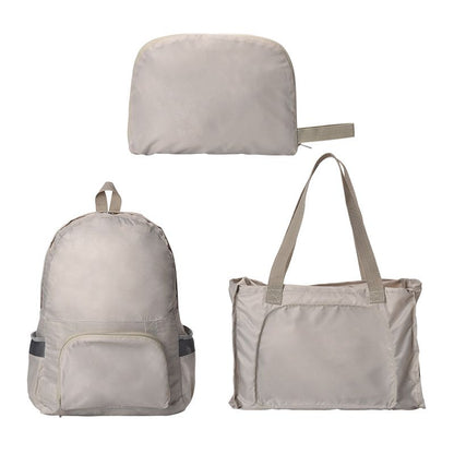 Beige Lightweight Foldable Backpack - Waterproof Polyester 3 Way Backpack and Tote Bag, 160g Packable Daypack for Hiking, Travel, Camping and Everyday Use