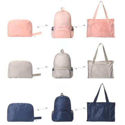 Beige Lightweight Foldable Backpack - Waterproof Polyester 3 Way Backpack and Tote Bag, 160g Packable Daypack for Hiking, Travel, Camping and Everyday Use
