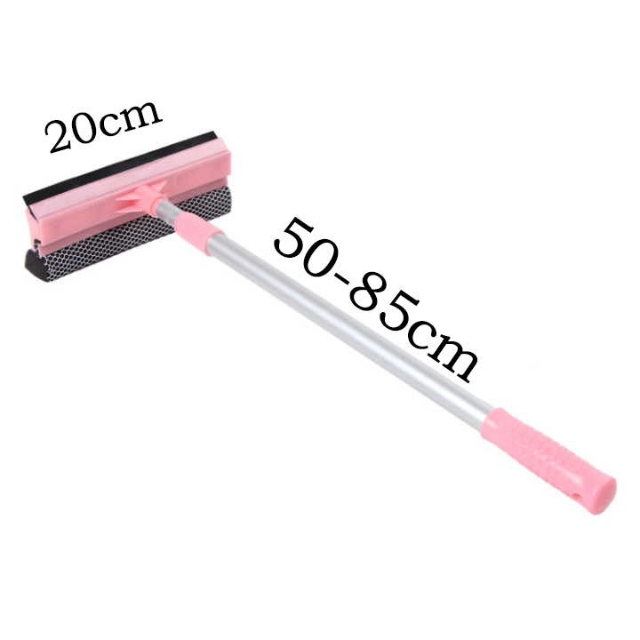 Pink Home Window Cleaner â€“ Adjustable Aluminum Alloy Glass Scraper with Dual-Sided Sponge and Rubber Blade, Easy-to-Use Window Cleaning Tool