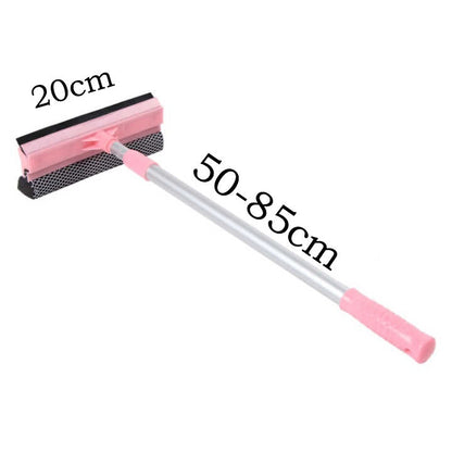 Pink Home Window Cleaner â€“ Adjustable Aluminum Alloy Glass Scraper with Dual-Sided Sponge and Rubber Blade, Easy-to-Use Window Cleaning Tool
