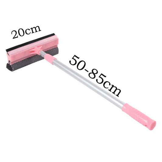 Pink Home Window Cleaner â€“ Adjustable Aluminum Alloy Glass Scraper with Dual-Sided Sponge and Rubber Blade, Easy-to-Use Window Cleaning Tool