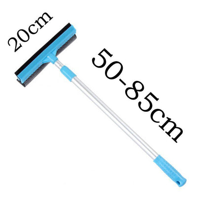 Blue Home Window Cleaner â€“ Adjustable Aluminum Alloy Glass Scraper with Dual-Sided Sponge and Rubber Blade, Easy-to-Use Window Cleaning Tool