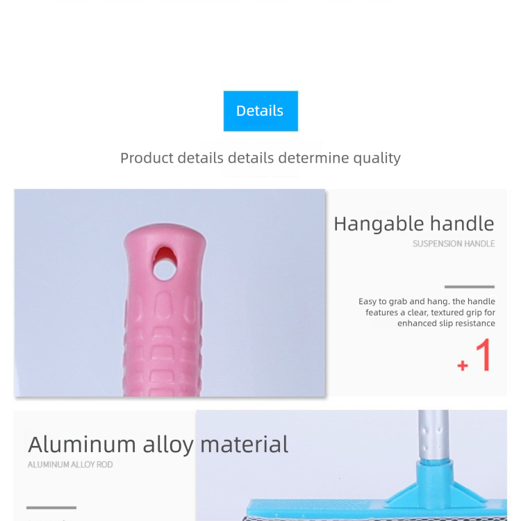 Blue Home Window Cleaner â€“ Adjustable Aluminum Alloy Glass Scraper with Dual-Sided Sponge and Rubber Blade, Easy-to-Use Window Cleaning Tool