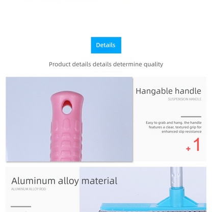 Blue Home Window Cleaner â€“ Adjustable Aluminum Alloy Glass Scraper with Dual-Sided Sponge and Rubber Blade, Easy-to-Use Window Cleaning Tool