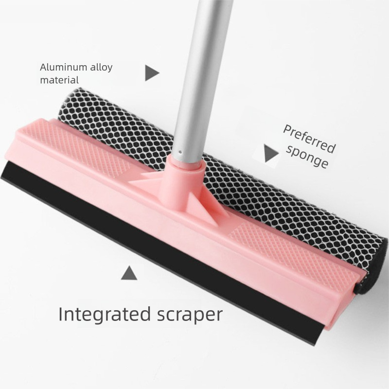 Blue Home Window Cleaner â€“ Adjustable Aluminum Alloy Glass Scraper with Dual-Sided Sponge and Rubber Blade, Easy-to-Use Window Cleaning Tool