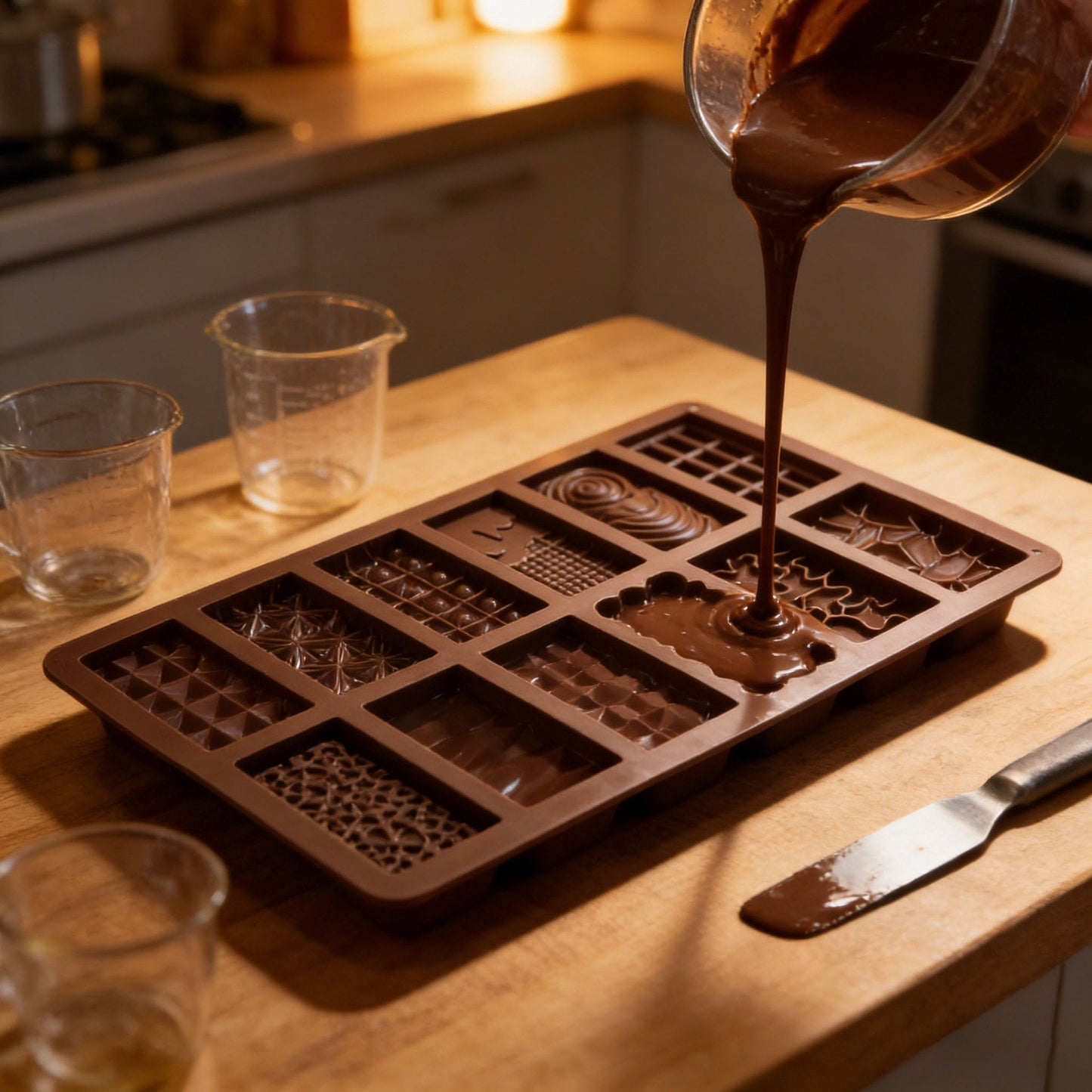 2-Piece Dubai Rectangle Chocolate Silicone Mold Set – Food-Grade, Easy Release, Heat-Resistant Baking Molds for Chocolate, Candy, and Cake(Chocolate bars)