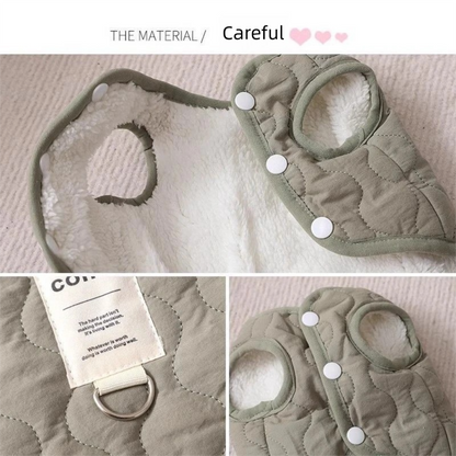 Beige Winter Dog Vest for Small and Medium Breeds â€“ Thickened Warm Quilted Coat with Soft Fleece Lining, Adjustable Fit for Dogs and Cats(Size: L)
