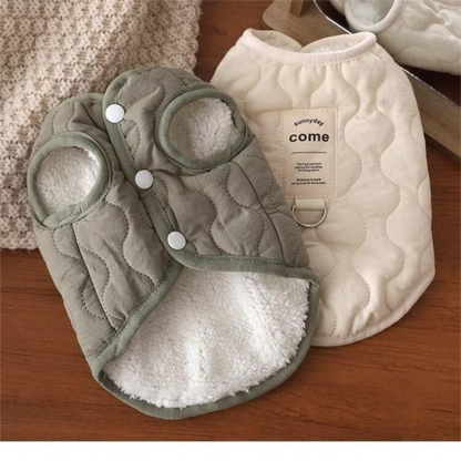 Green Winter Dog Vest for Small and Medium Breeds â€“ Thickened Warm Quilted Coat with Soft Fleece Lining, Adjustable Fit for Dogs and Cats(Size: M)