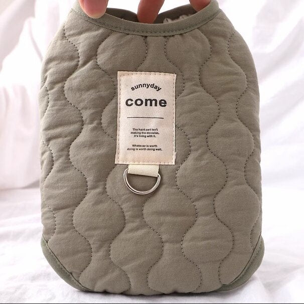 Green Winter Dog Vest for Small and Medium Breeds â€“ Thickened Warm Quilted Coat with Soft Fleece Lining, Adjustable Fit for Dogs and Cats(Size: S)
