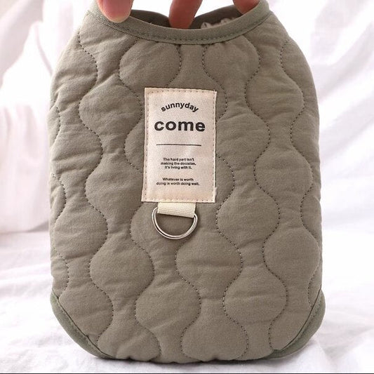 Green Winter Dog Vest for Small and Medium Breeds â€“ Thickened Warm Quilted Coat with Soft Fleece Lining, Adjustable Fit for Dogs and Cats(Size: S)