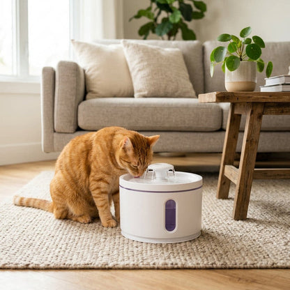 White New Pet Water Fountain â€“ 3L Automatic Circulating Water Dispenser, Quiet Operation, Non-Wet Mouth Design for Cats and Dogs