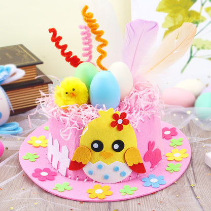 Pink DIY Easter Hat Craft Kit â€“ Kidsâ€™ Handmade Decoration Set with Accessories for Easter Parties, School Activities and Home Crafts