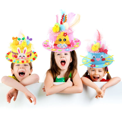 Pink DIY Easter Hat Craft Kit â€“ Kidsâ€™ Handmade Decoration Set with Accessories for Easter Parties, School Activities and Home Crafts