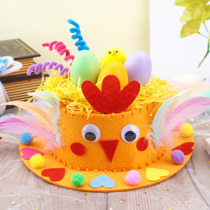 Orange DIY Easter Hat Craft Kit â€“ Kidsâ€™ Handmade Decoration Set with Accessories for Easter Parties, School Activities and Home Crafts