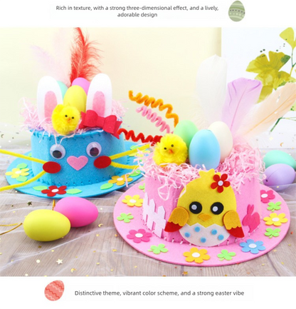 Orange DIY Easter Hat Craft Kit â€“ Kidsâ€™ Handmade Decoration Set with Accessories for Easter Parties, School Activities and Home Crafts