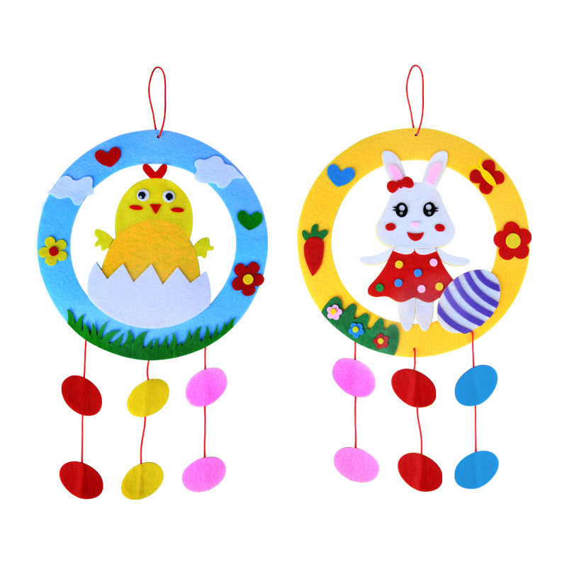 2-Piece Easter Kids Craft Decoration Set â€“ DIY Hanging Ornaments Featuring Bunny and Chick Designs