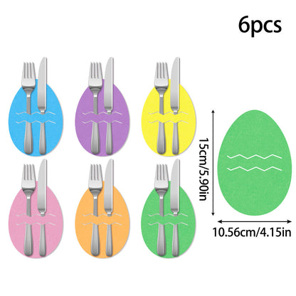 Easter egg 18-Piece Easter Cutlery Holders Set â€“ 3 Identical Sets of 6, Festive Tableware Decor for Holiday Dining and Party Use