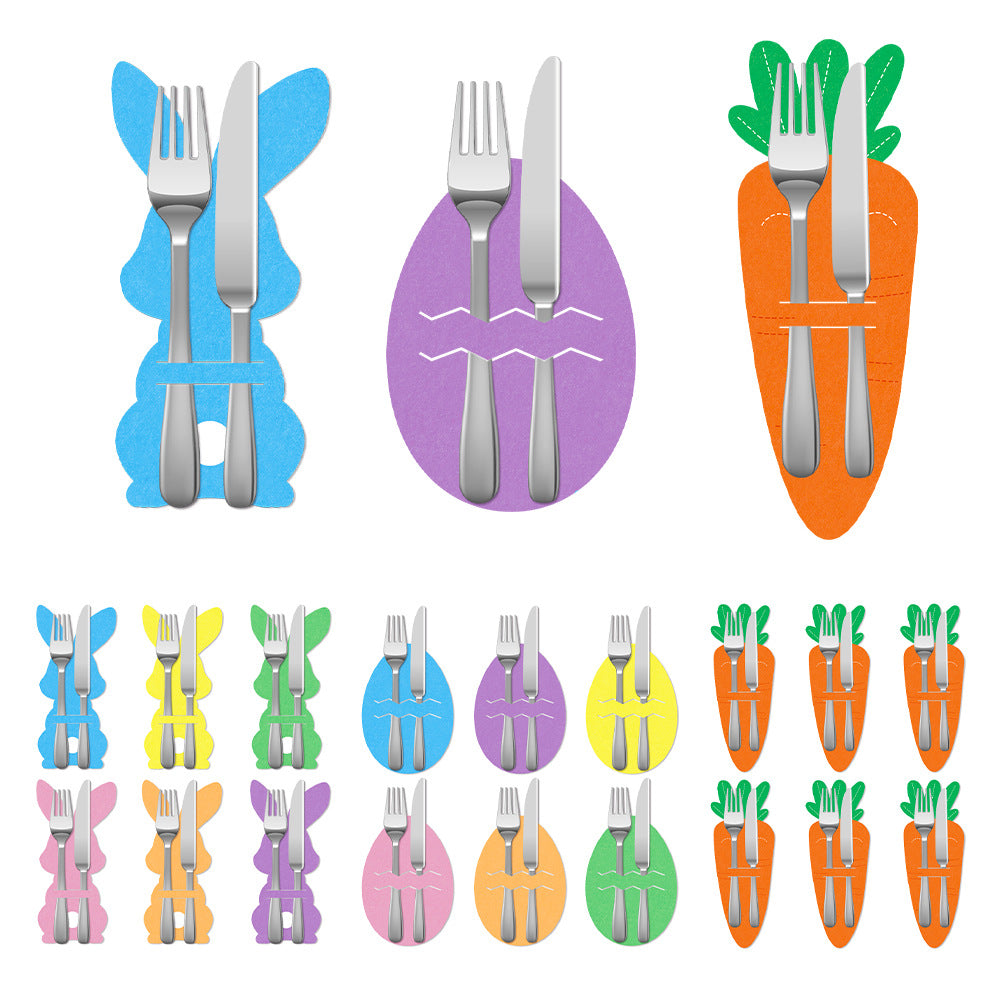 Easter egg 18-Piece Easter Cutlery Holders Set â€“ 3 Identical Sets of 6, Festive Tableware Decor for Holiday Dining and Party Use