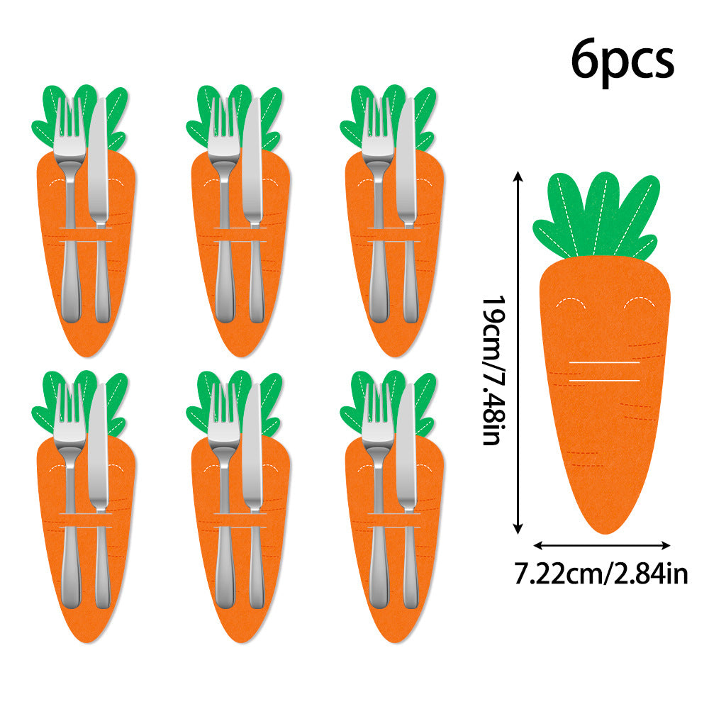 Carrot 18-Piece Easter Cutlery Holders Set â€“ 3 Identical Sets of 6, Festive Tableware Decor for Holiday Dining and Party Use