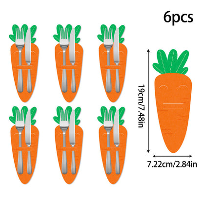 Carrot 18-Piece Easter Cutlery Holders Set â€“ 3 Identical Sets of 6, Festive Tableware Decor for Holiday Dining and Party Use