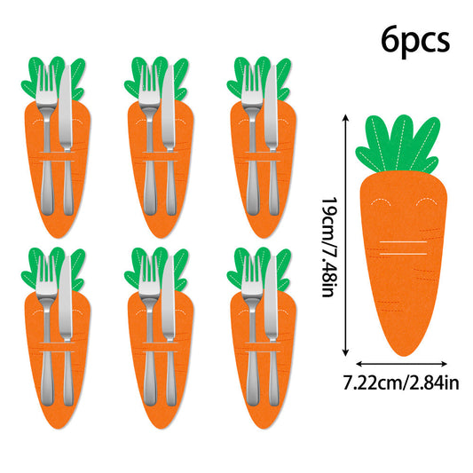 Carrot 18-Piece Easter Cutlery Holders Set â€“ 3 Identical Sets of 6, Festive Tableware Decor for Holiday Dining and Party Use
