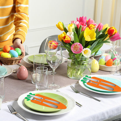 Carrot 18-Piece Easter Cutlery Holders Set â€“ 3 Identical Sets of 6, Festive Tableware Decor for Holiday Dining and Party Use