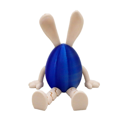 3-Piece Blue-silver gradient Easter Figurine Set â€“ Identical Poseable Egg-Shaped Toys for Holiday Display and Interactive Play