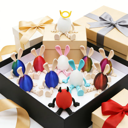 3-Piece Cool and colorful Easter Figurine Set â€“ Identical Poseable Egg-Shaped Toys for Holiday Display and Interactive Play