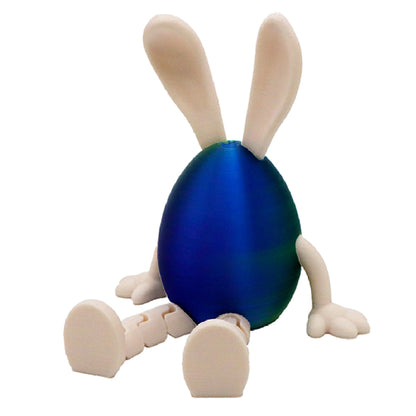 3-Piece Blue-green gradient Easter Figurine Set â€“ Identical Poseable Egg-Shaped Toys for Holiday Display and Interactive Play
