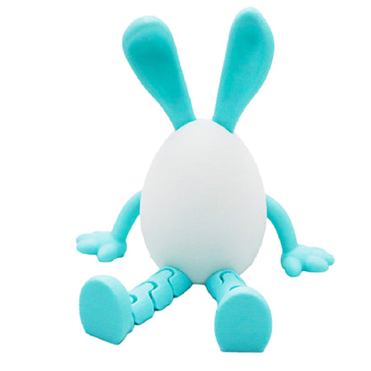 3-Piece Blue rabbit-ear white egg Easter Figurine Set â€“ Identical Poseable Egg-Shaped Toys for Holiday Display and Interactive Play