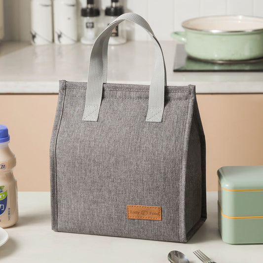 2-Piece Grey Vertical Lunch Tote Set â€“ Compact Insulated Meal Bag with Large Capacity and Durable Handle for Daily Use