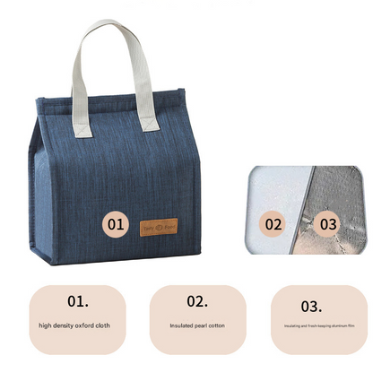 2-Piece Grey Vertical Lunch Tote Set â€“ Compact Insulated Meal Bag with Large Capacity and Durable Handle for Daily Use