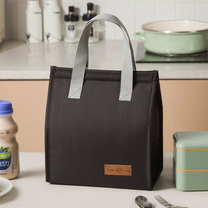 2-Piece Black Vertical Lunch Tote Set â€“ Compact Insulated Meal Bag with Large Capacity and Durable Handle for Daily Use