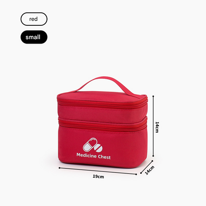 Red Compact Double-Layer Medicine Storage Case â€“ Portable First Aid Organizer for Home, Travel & Emergency Use